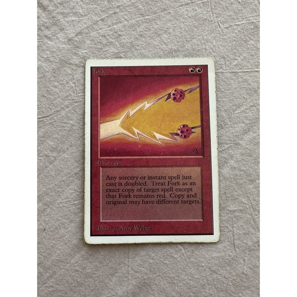 Vintage MTG Magic The Gathering Unlimited Fork Rare Red Instant Card 1993